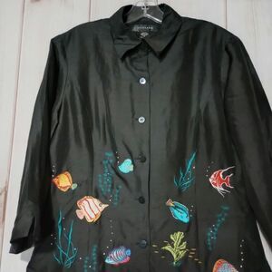 SilkLand Blouse Ladies 10‎ Embroidery Fish